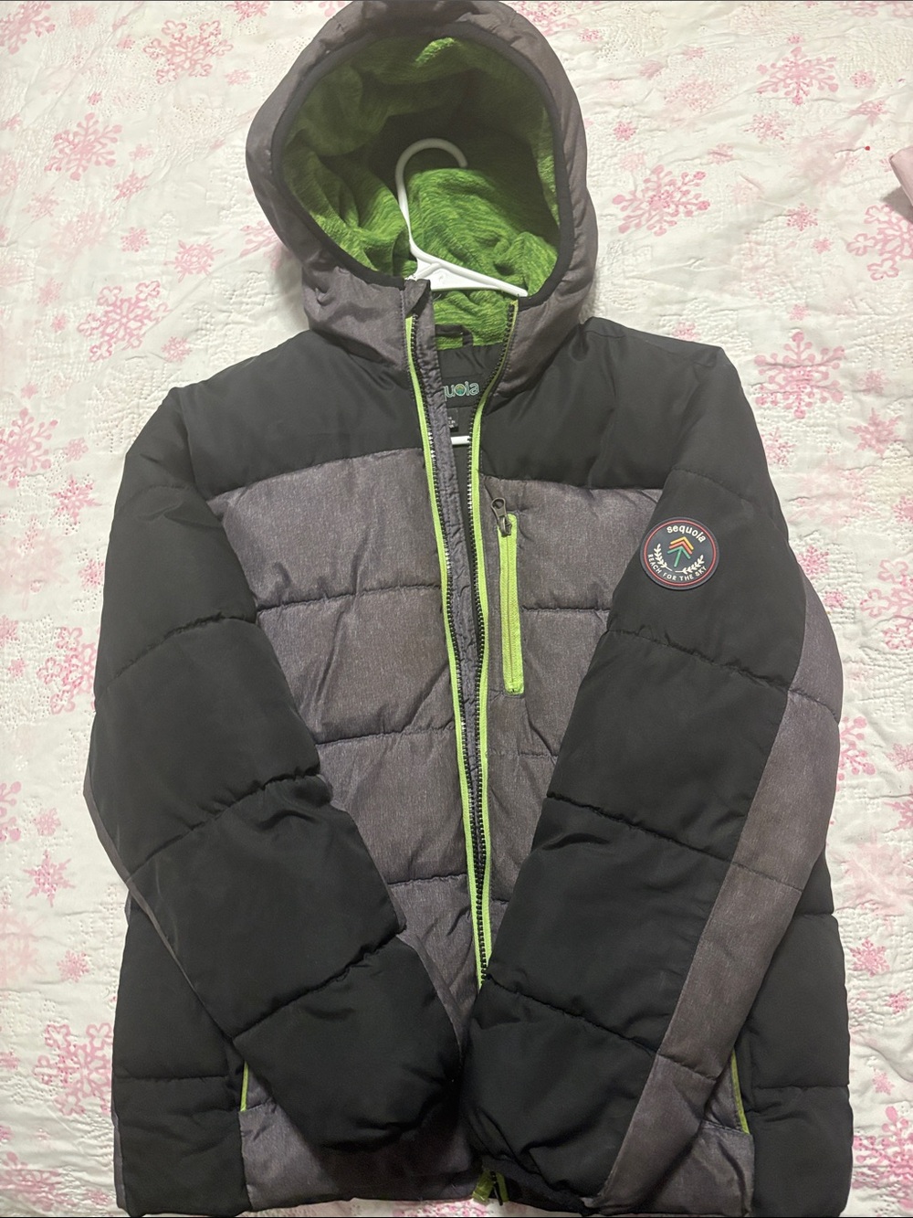 Sequoia Black Jacket with Green Logo